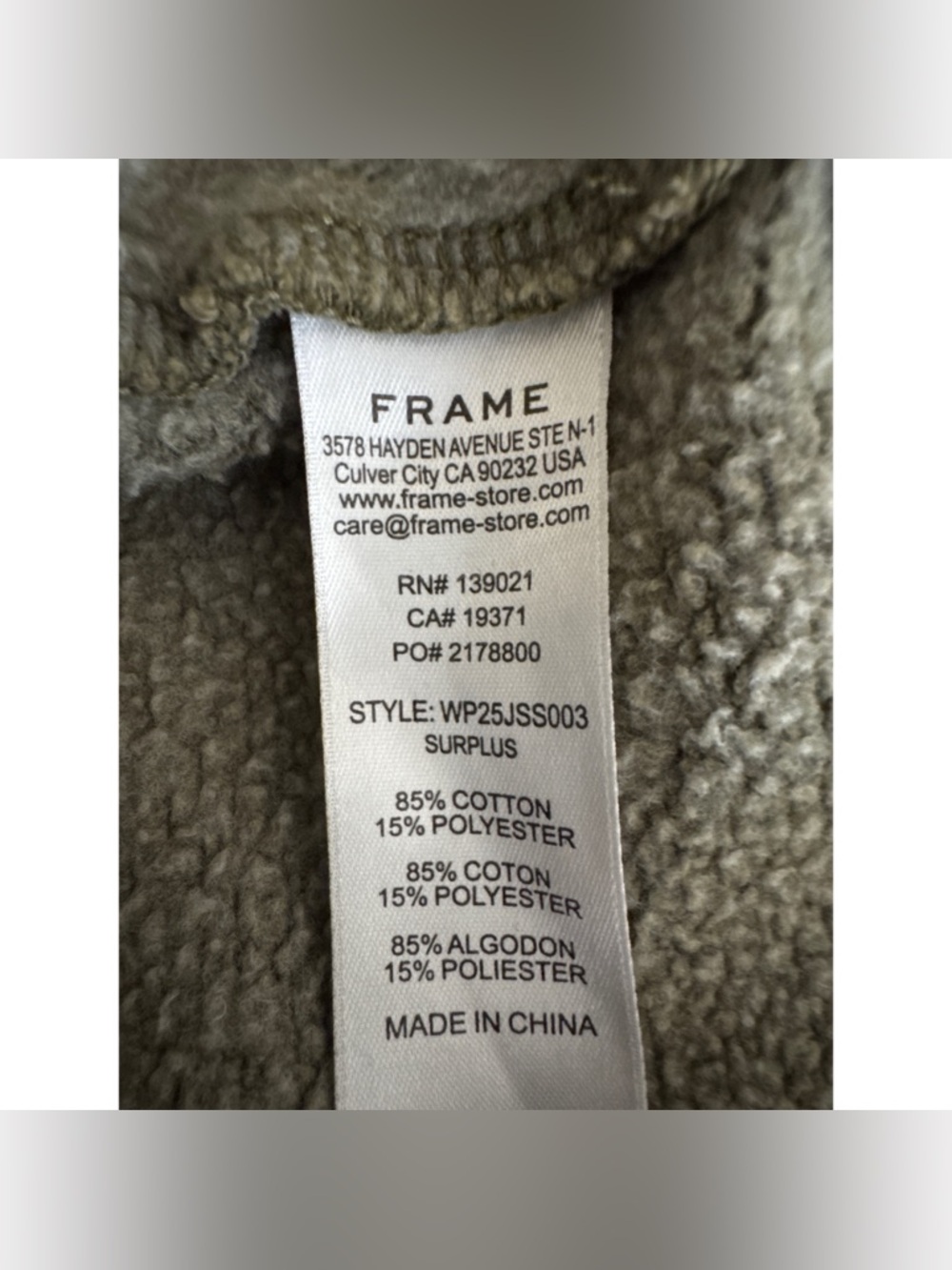 Frame Polo Henley Sweatshirt Size Medium in Surplus Green - Picture 6 of 9